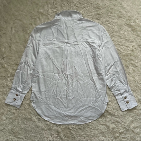 Madewell Top Utility Long-Sleeve Popover Shirt Pockets White S NWT New - Picture 5 of 12
